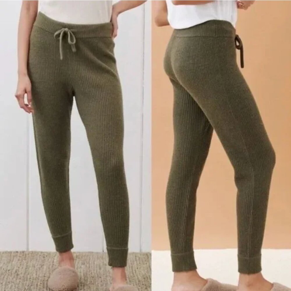 Jenni Kayne Green Alpaca Merino Wool Fisherman Lounge Sweatpants Joggers sz S